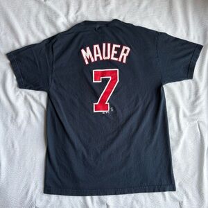 Minnesota Twins Joe Mauer #7 Blue Shirt Jersey Men’s Size Large Majestic x MLB